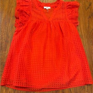 Entro Bright Red Ruffle Sleeve Dress